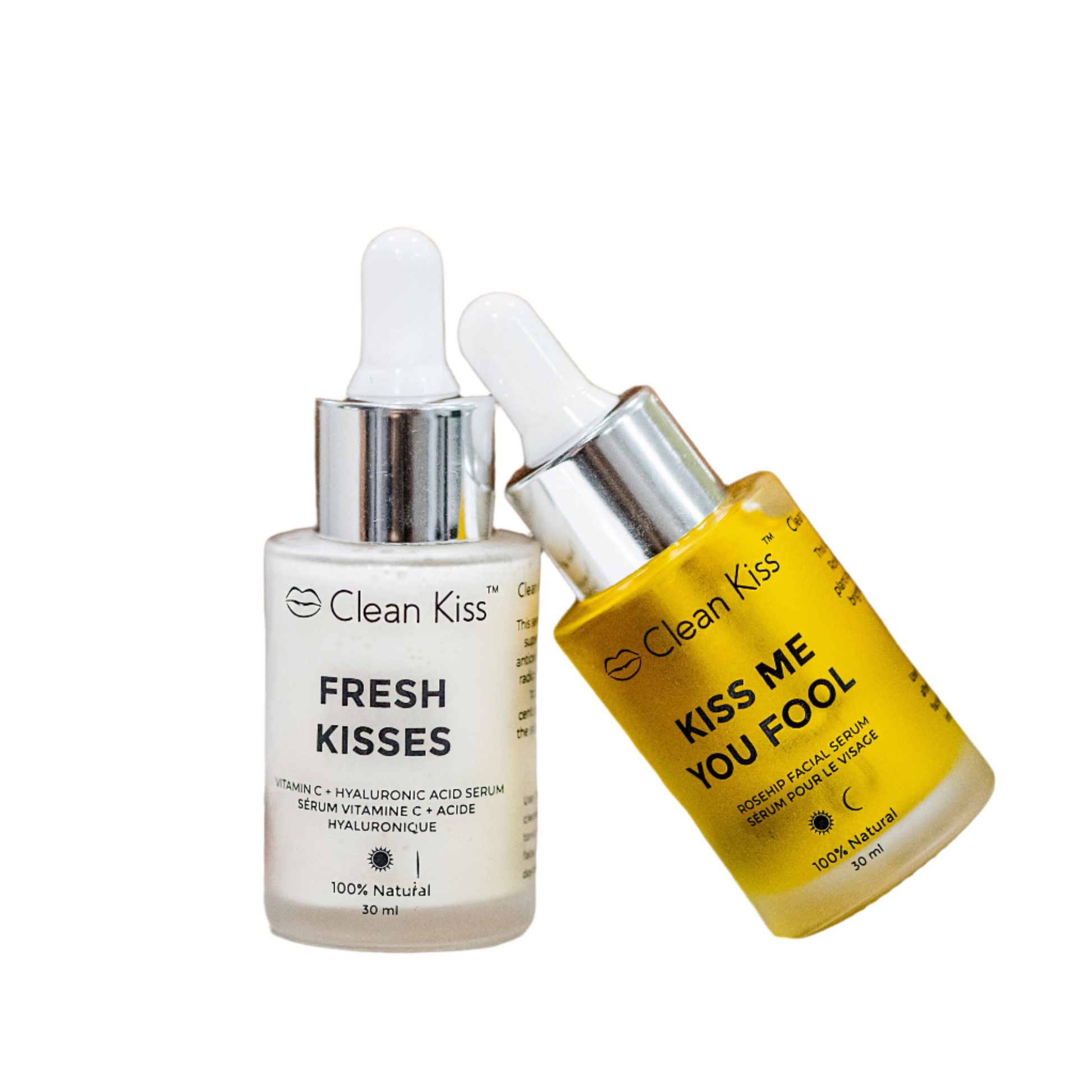 Serum natural skincare duo rosehip seed oil and vitamin c and hyaluronic acid